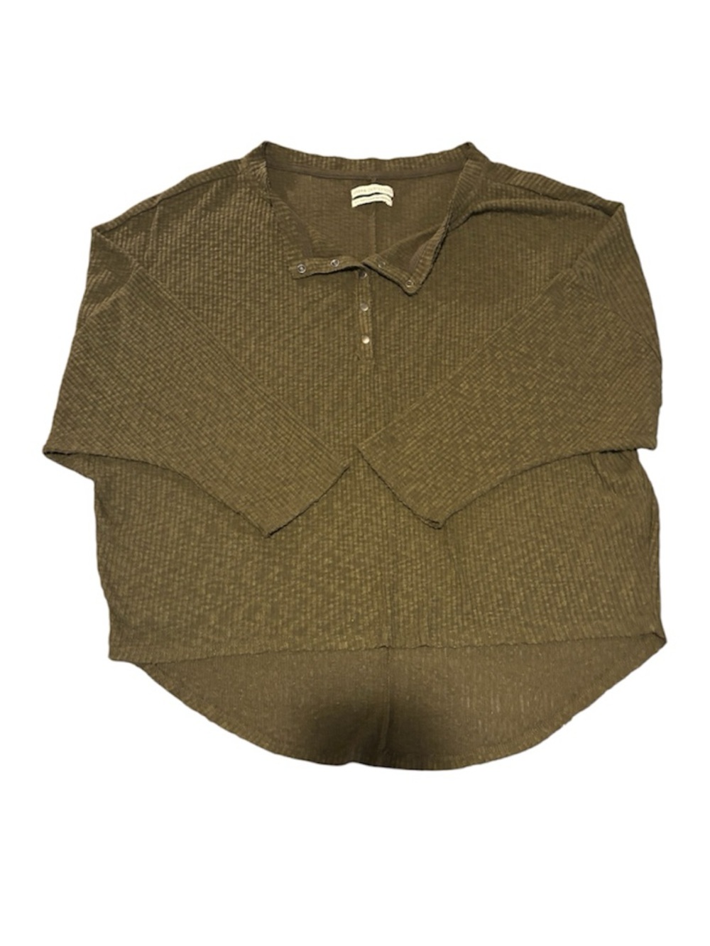 Urban Outfitters Olive Ribbed V-Neck Henley Sweater